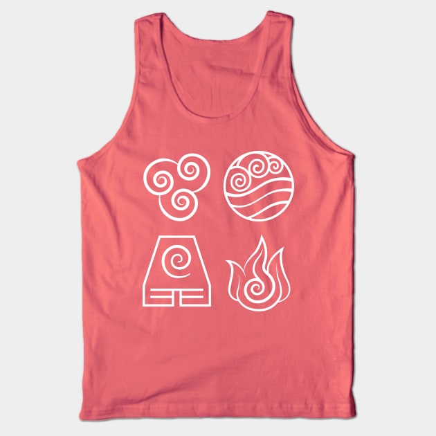 Avatar: The Last Airbender, Four Elements - Outline Tank Top by troylwilkinson